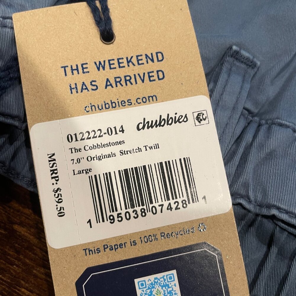 NWT Chubbies Men's L Blue The Cobblestones Originals Stretch Short 7" Elastic - Picture 4 of 10